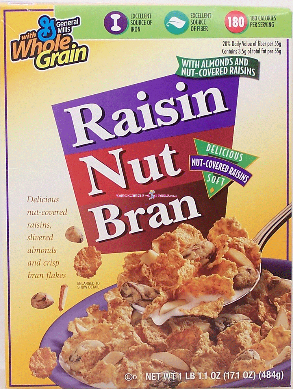 General Mills Raisin Nut Bran delicious nut-covered raisins, slivered almonds and crisp bran flakes Full-Size Picture